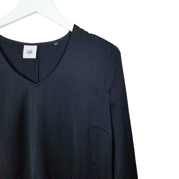 CAbi Classic Blouse Style #3599 Black Long Sleeves Ruffle Cuff - Size S - Picture 2 of 8